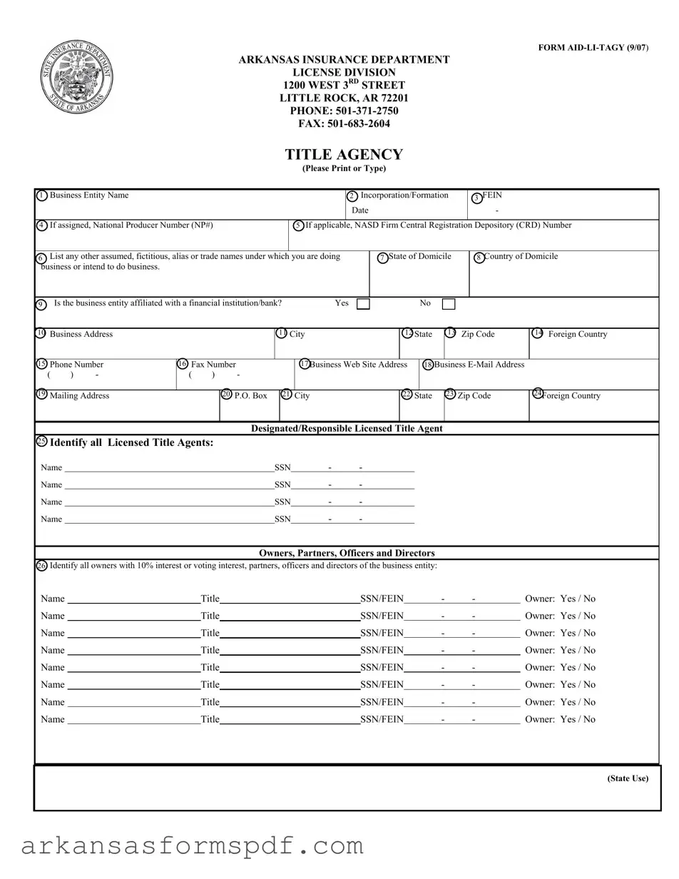 Free Arkansas Aid Li Tagy Form