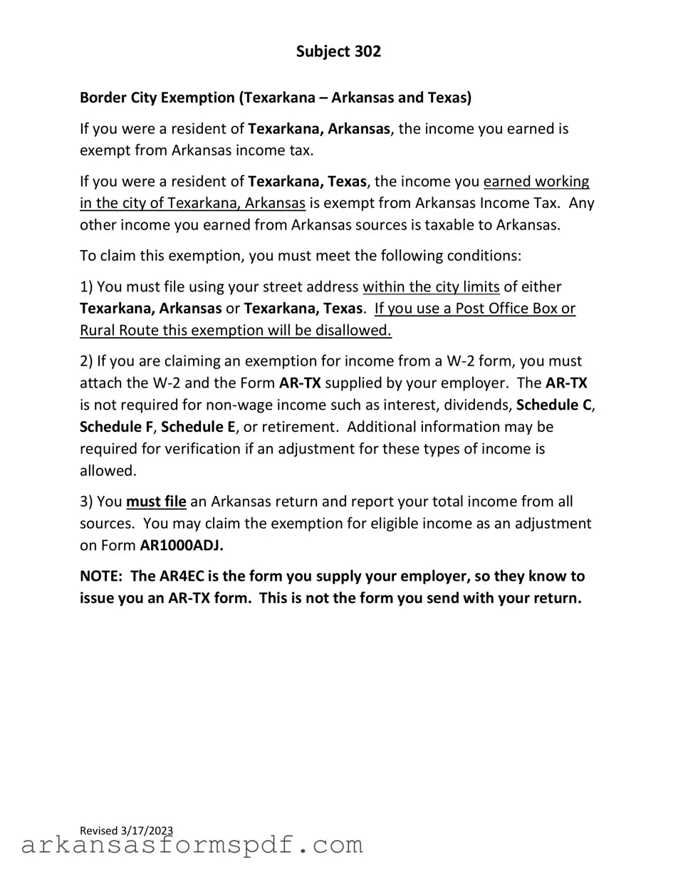 Free Arkansas Border City Form