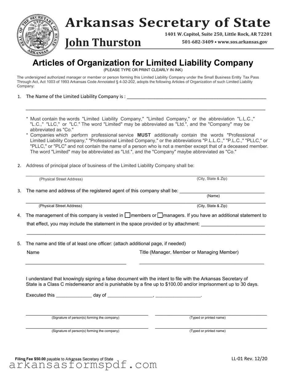 Free Arkansas Ll 01 Form