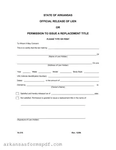 Free Arkansas 10 315 Form