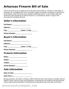Fillable  Firearm Bill of Sale Form for Arkansas