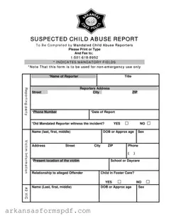 Free Arkansas Child Abuse Form