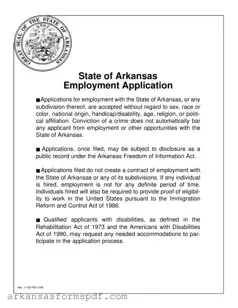 Free Arkansas Employment Application Form