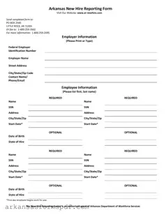 Free Arkansas New Hire Reporting Form